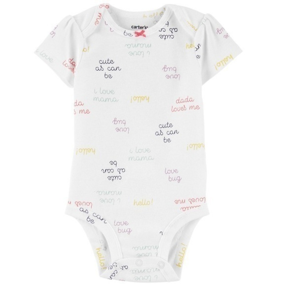 NWT. CARTER’S White Baby Onesie with Colorful Text